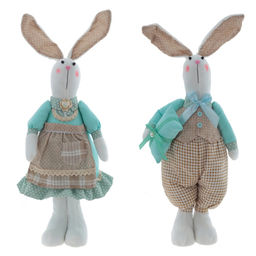 Игрушка набивная "Заяц/Зайка", L17 W12 H49/46 см, 2в.
