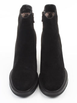 04-M3-9203 BLACK Ботильоны зимние женские (натуральная замша, натуральный мех)