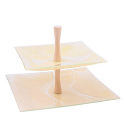 161656 Ваза для фруктов БРИЗ шмп.2-х ярус 4пр стекло/дерево (х3)