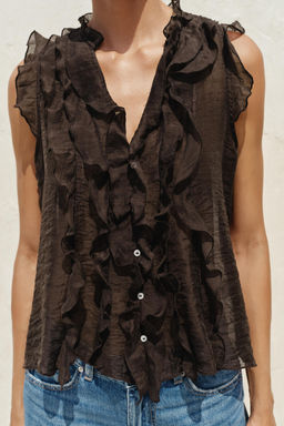 SEMI-SHEER RUFFLED TOP - Zara фото 3