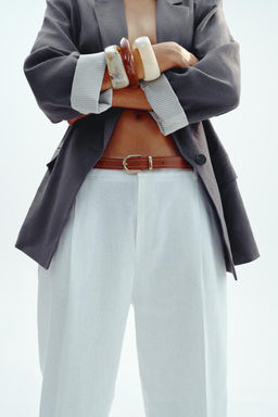 LINEN BELTED STRAIGHT-LEG TROUSERS - Zara фото 28
