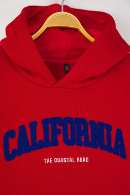 K?rm?z? Pamuklu Slogan Bask?l? Kapusonlu Oversize Orme Unisex Cocuk Sweatshirt TKDAW26SW00025 - Trendyolmilla фото 6