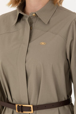 Женщина хаки тканое платье с скидкой в корзине - U.s. polo assn фото 7