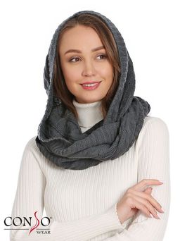 KN180330 - тёмно-серый Шарф женский. Размер 30х100 см