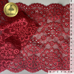 Кружево-стрейч KRUZHEVO арт.TBY.00755 шир.185мм цв.101 темно-красный уп.3м