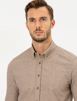 Bej Slim Fit Uzun Kollu G_mlek