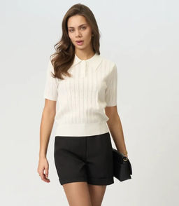 K13358 Джемпер-поло (вязаный трикотаж) БЕЛЫЙ