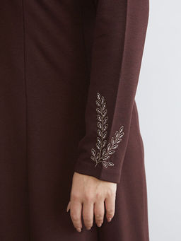 Bisiklet Yaka A Kesim ?i?ek Nak??l? Elbise