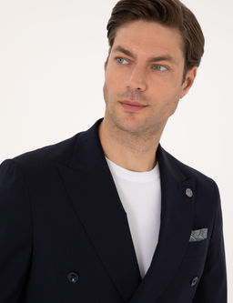 Lacivert Extra Slim Fit %100 Y_n Kruvaze Tak_m Elbise