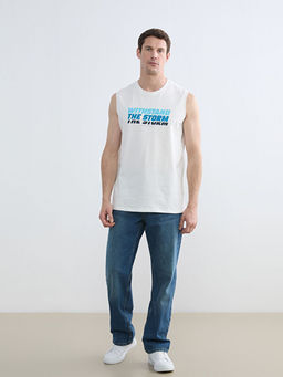 Bisiklet Yaka Bask?l? Penye Erkek Ti??rt