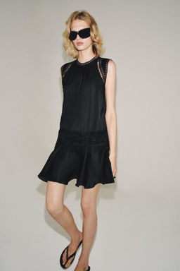 VESTIDO CORTO ENCAJE ZW COLLECTION / Negro - Zara фото 4