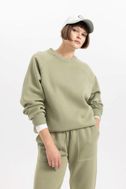 Толстый свитшот оверсайз с круглым вырезом - Defacto фото 6