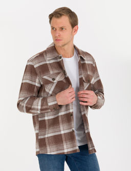Рубашка Pierre Cardin Comfort Fit коричневая с длинным рукавом