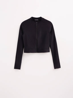 CONTE Укороченный спортивный джемпер в рубчик на молнии LJ 2750 black - Conte elegant фото 6