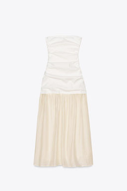 CONTRAST STRAPLESS MIDI DRESS - Zara фото 8