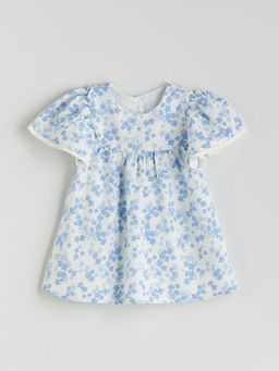 Bisiklet Yaka ?i?ekli K?z Bebek Elbise