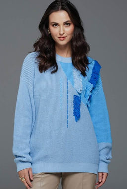 Авторский вязанный джемпер с БАХРОМОЙ 100% ХЛОПОК