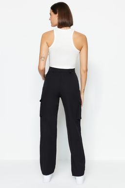 TRENDYOLMILLA Siyah Kargo Straight/Duz Kesim Dokuma Cift Cepli Dokuma Pantolon TWOAW22PL0343  фото 9