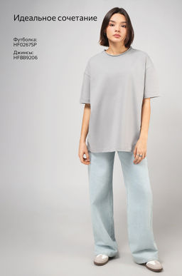 Женская футболка оверсайз из футера двухнитки Happyfox