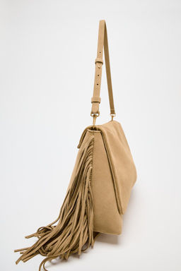 SPLIT SUEDE CROSSBODY BAG WITH FRINGING - Zara фото 5