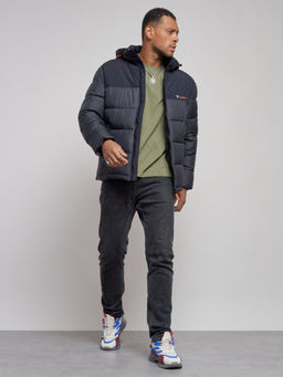 Куртка мужская зимняя с капюшоном спортивная великан темно-синего цвета 8377TS - Wonderrman фото 11