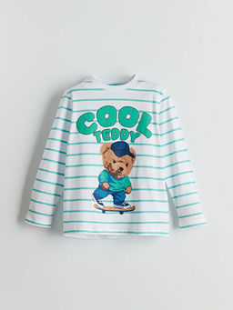 Bisiklet Yaka Ay? Teddy Bask?l? Erkek ?ocuk Pijama Tak?m?