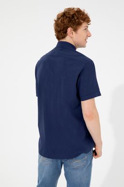 U. S. Polo Assn Мужская темно-синяя рубашка с коротким рукавом - U.s. polo assn фото 5