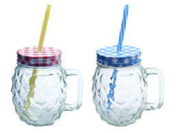 Цена за 2 шт. Кружка для смузи "Ананас" 520 мл, 56534 микс стекло, металл, пластик