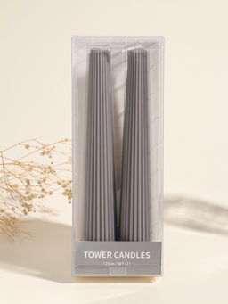 Набор свечей, 3.5х23 см, 2 шт "Башня" серый асфальт 4х9,5х25 см