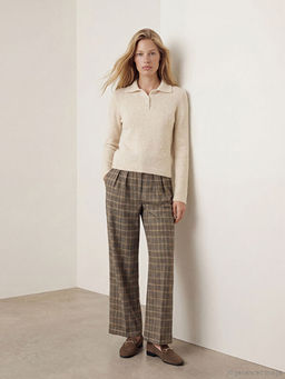 Standart Fit Ekose Kad?n Kuma? Pantolon