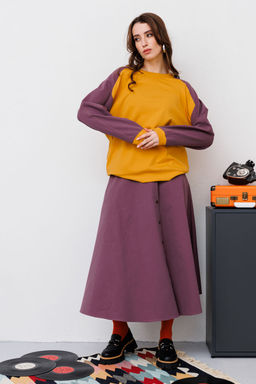 Джемпер NIKVA н466-1 фиолет+горчица  фото 2