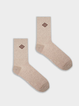 Цена за 5 пар! Носки унисекс бежевые с рисунком в виде орнамента - Mark formelle фото 2