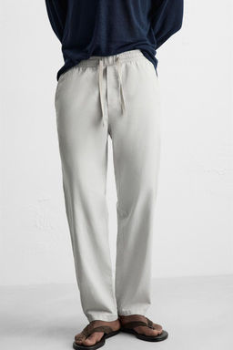 COTTON-LINEN RELAXED FIT TROUSERS - Zara фото 32