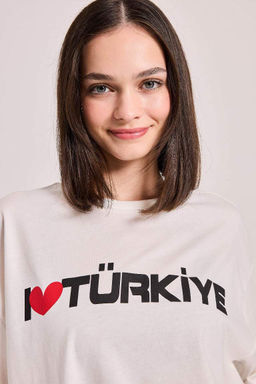 Футболка Cool Oversize с короткими рукавами и принтом - Defacto фото 6