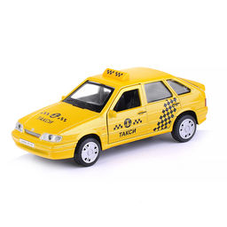 Машина металл Lada -2114 "Samara" Такси, 12 см, (откр. двери, баг,) инерц., в коробке