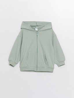 Kap??onlu Uzun Kollu K?z ?ocuk Fermuarl? Sweatshirt