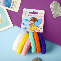 Цена за 6 шт. Резинки для волос «Махрушка», набор 6 шт., полосы, 4.5 см