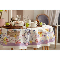 Скатерть Этель Spring easter d=149 см +/-3см, 100% хл, саржа 190 гр/м2  фото 6