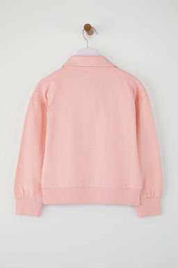 Lacivert 100% Pamuk Slogan Bask?l? Polo Yaka Oversize Orme K?z Cocuk Sweatshirt TKDAW26SW00009 - Trendyolmilla фото 8