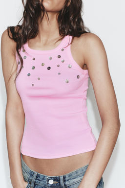 TOP RIB BOTONES / Rosa