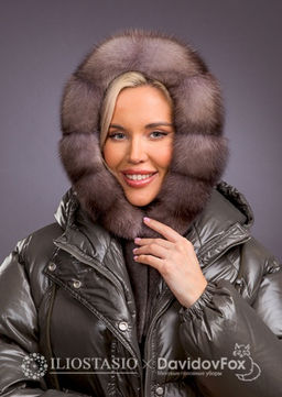 Капор кашемир коричневый соболь лавендер