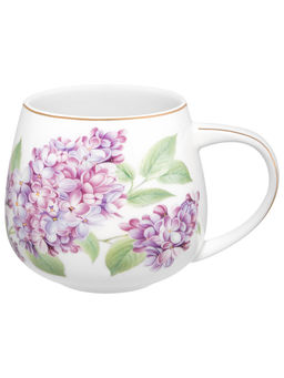 Кружка 400 мл 13*10*8,5 см "Сирень" бочонок, фарфор NEW BONE CHINA