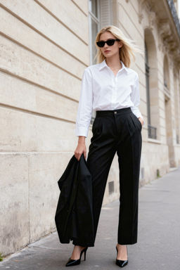 Siyah Straight/Duz Kesim Dokuma Kumas Pantolon TWOAW22PL0321