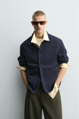 SOBRECAMISA RELAXED FIT ALGOD?N - LINO / Marino - Zara фото 2