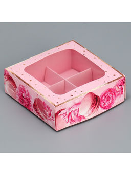 Цена за 5 шт. Коробка для конфет, кондитерская упаковка, 4 ячейки, «Present», 10.5×10.5×3.5 см