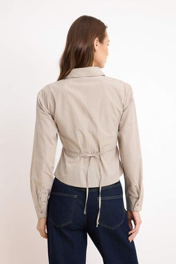 Kahverengi Potikare Bele Oturan F?rf?rl? Gomlek TWOSS26GO00030 - Trendyolmilla фото 4