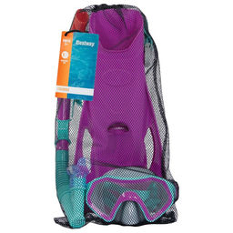 Набор для плавания Crusader Snorkel Set, маска, трубка, ласты, от 7 лет, цвет МИКС, 25046 Bestway