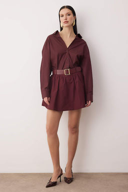 Limited Edition Siyah Sort Astarl? Kemerli Ekstra K?sa/Super Mini Balon Etek TPRAW26ET00003 - Trendyolmilla фото 10