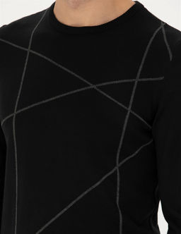 Siyah Slim Fit Bisiklet Yaka Y_n Kar___ml_ Triko Kazak - Pierre cardin фото 7
