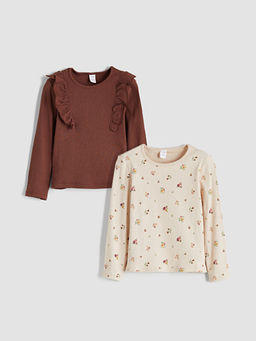 Bisiklet Yaka K?z ?ocuk Ti??rt 2li